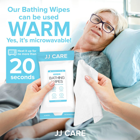 JJ CARE Shower Wipes For Adults No Rinse (Pack of 10, 40)